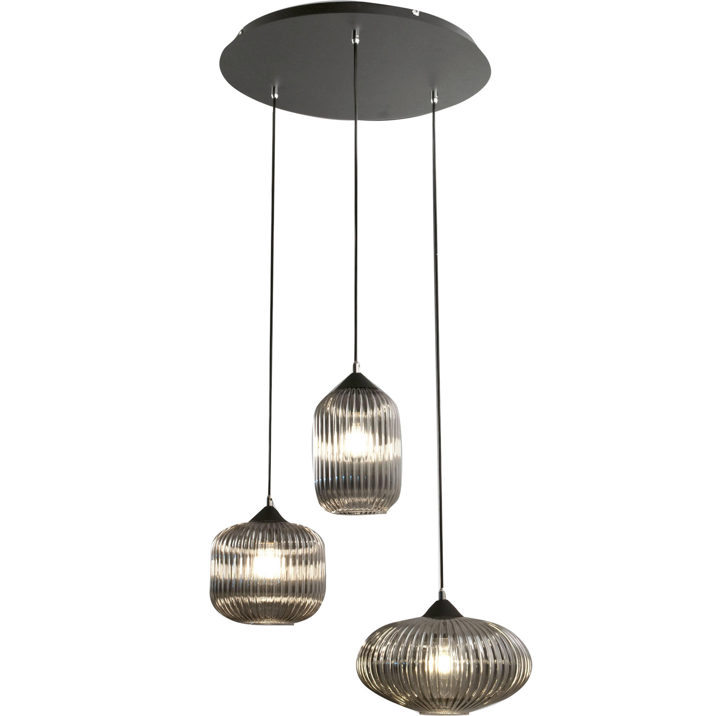 PENDELLEUCHTE 50/200 cm  - Schwarz/Grau, Design, Glas/Metall (50/200cm) - Fabas Luce