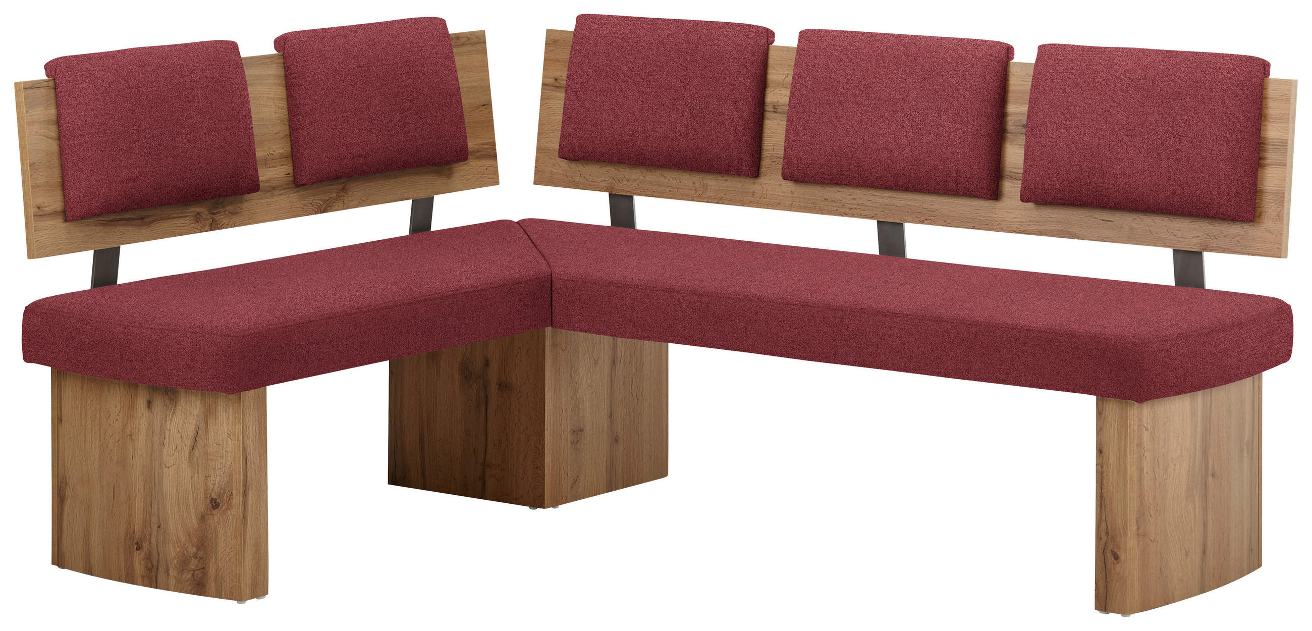 ECKBANK 155/195 cm  in Rot, Eichefarben  - Eichefarben/Rot, KONVENTIONELL, Holzwerkstoff/Textil (155/195cm) - Cantus