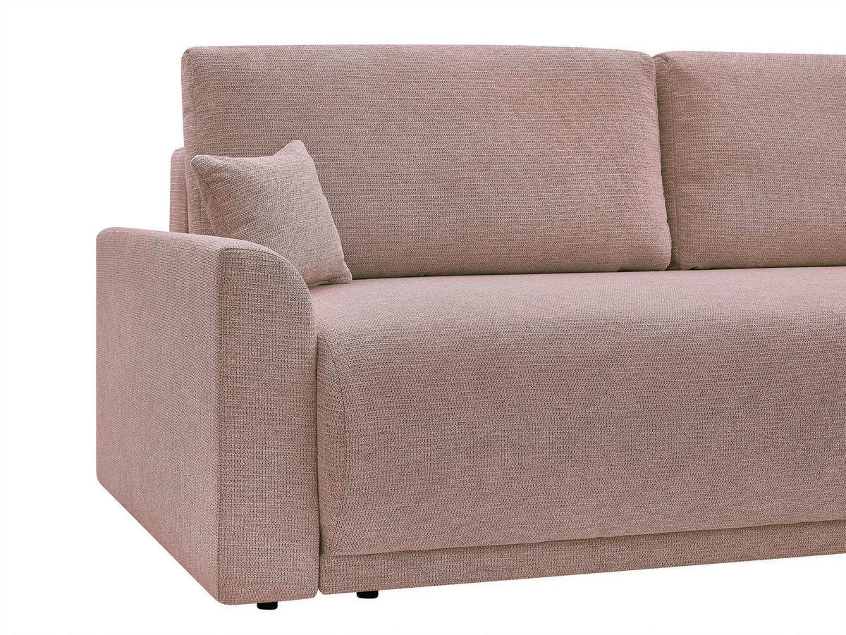 SCHLAFSOFA KIMMY Struktur Rosa  inkl. Zierkissen, Rückenkissen, Bettkasten  - Schwarz/Rosa, Design, Kunststoff/Textil (234/90/103cm) - P & B