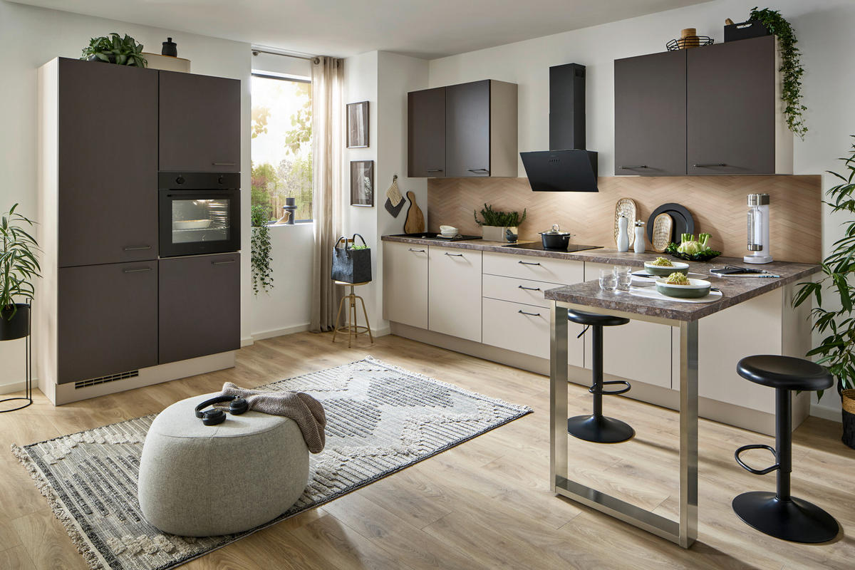 EINBAUKÜCHE 099  - Sandfarben, Design, Holzwerkstoff - Celina