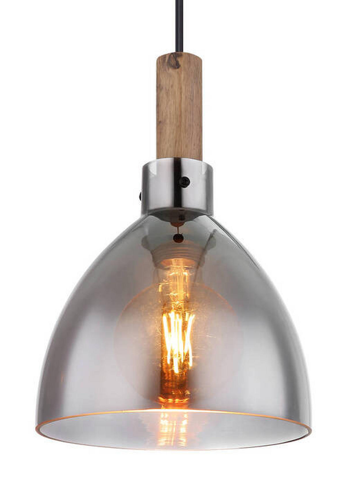 HÄNGELEUCHTE 20/120 cm    - Schwarz, Design, Glas/Holzwerkstoff (20/120cm) - Globo