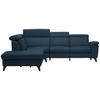 ECKSOFA in Echtleder Dunkelblau  - Schwarz/Dunkelblau, Design, Leder/Metall (239/285cm) - Cantus
