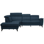 ECKSOFA in Echtleder Dunkelblau  - Schwarz/Dunkelblau, Design, Leder/Metall (239/289cm) - Cantus