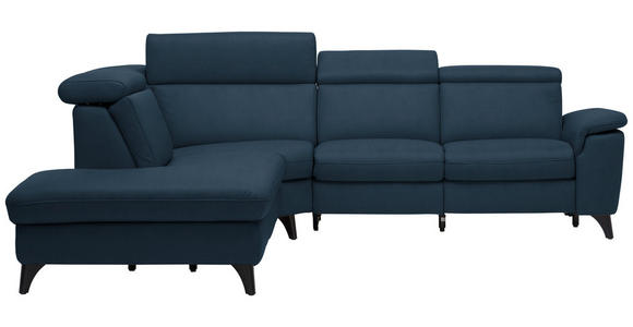 ECKSOFA in Echtleder Dunkelblau  - Schwarz/Dunkelblau, Design, Leder/Metall (239/289cm) - Cantus