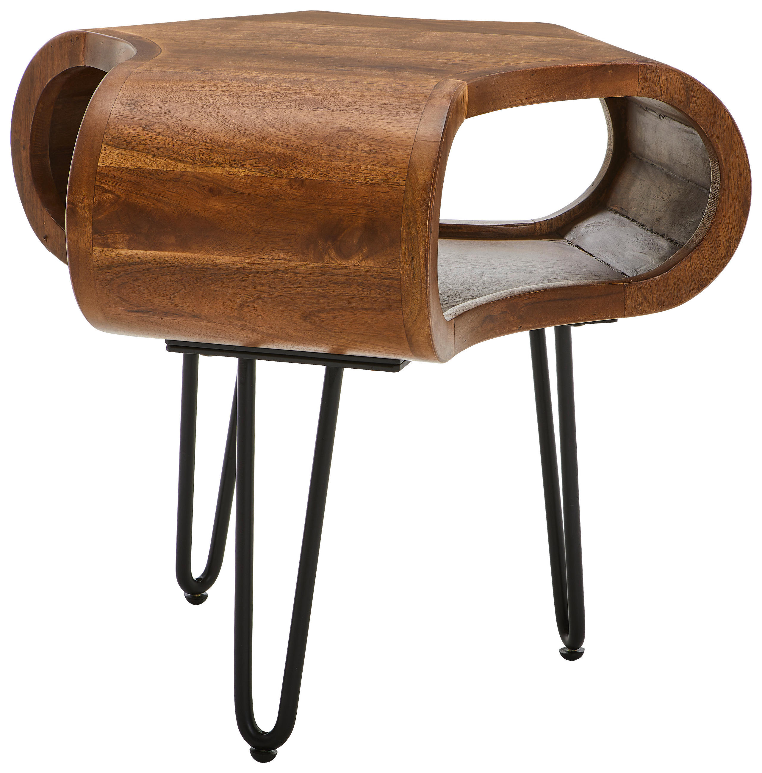 MASĂ AUXILIARĂ in lemn  - negru/culoare lemn acacia, Design, lemn (55/45/45cm) - Livetastic