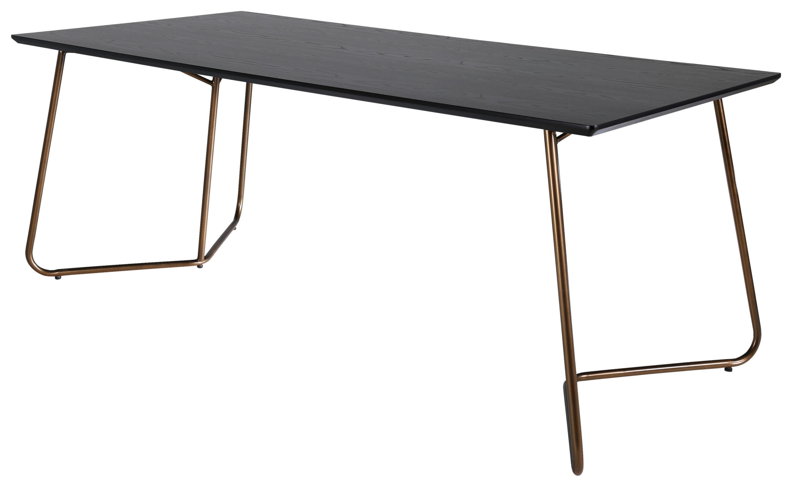 ESSTISCH furniert rechteckig Schwarz, Messingfarben  - Messingfarben/Schwarz, Design, Holzwerkstoff/Metall (180/90/75cm) - Livetastic
