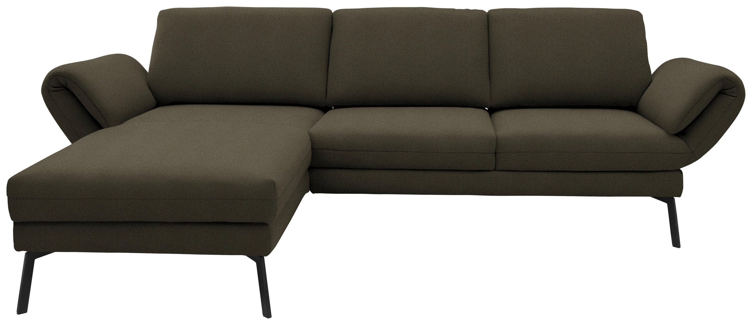ECKSOFA  in Flachgewebe Dunkelgrün  175-224/255-365 cm  - Dunkelgrün/Schwarz, Design, Textil/Metall (175-224/255-365cm) - Dieter Knoll