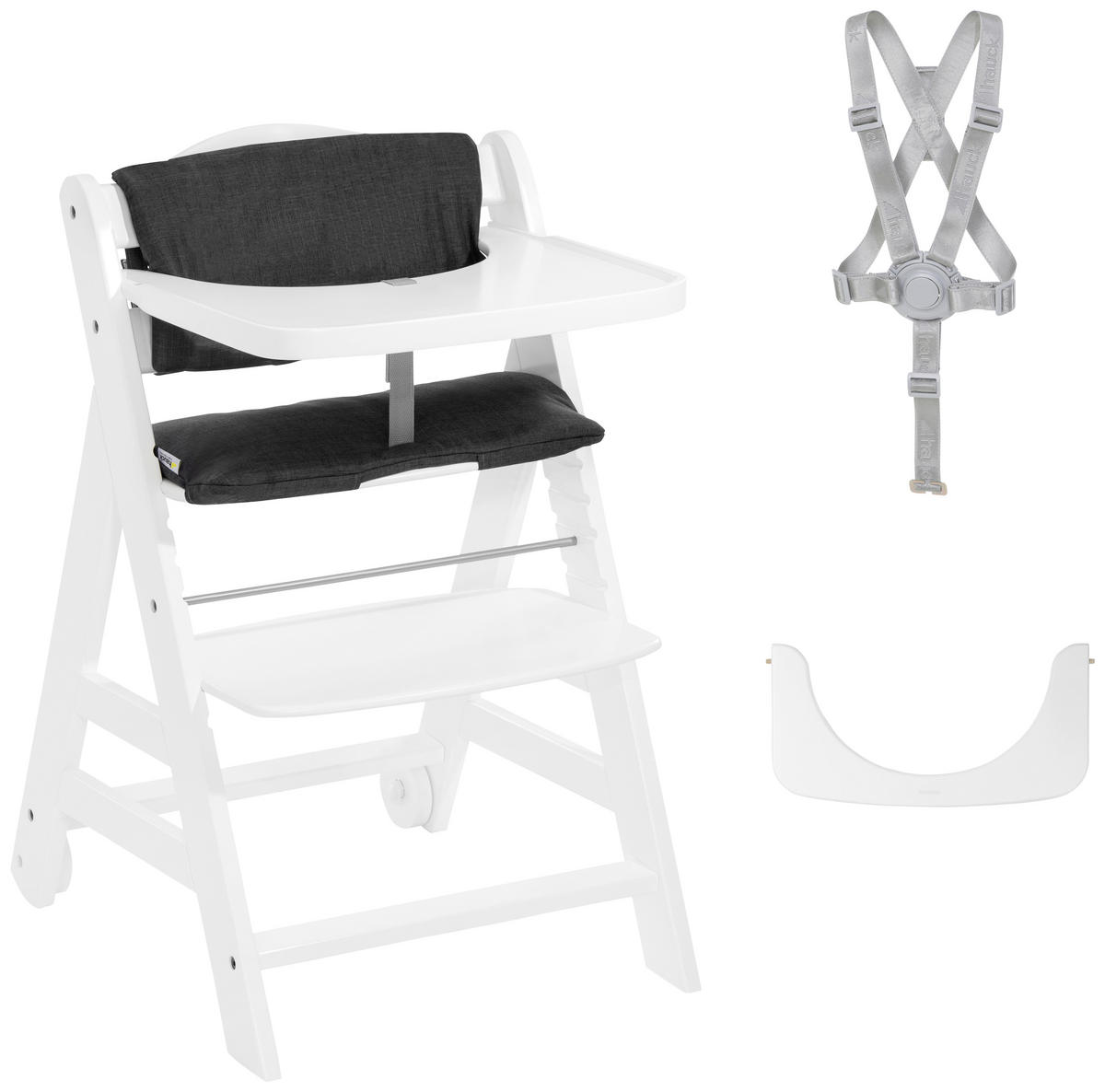 HOCHSTUHL BETA + BOUNCER Grau, Weiß  - Weiß/Grau, Basics, Holz (58/48/83cm) - Hauck