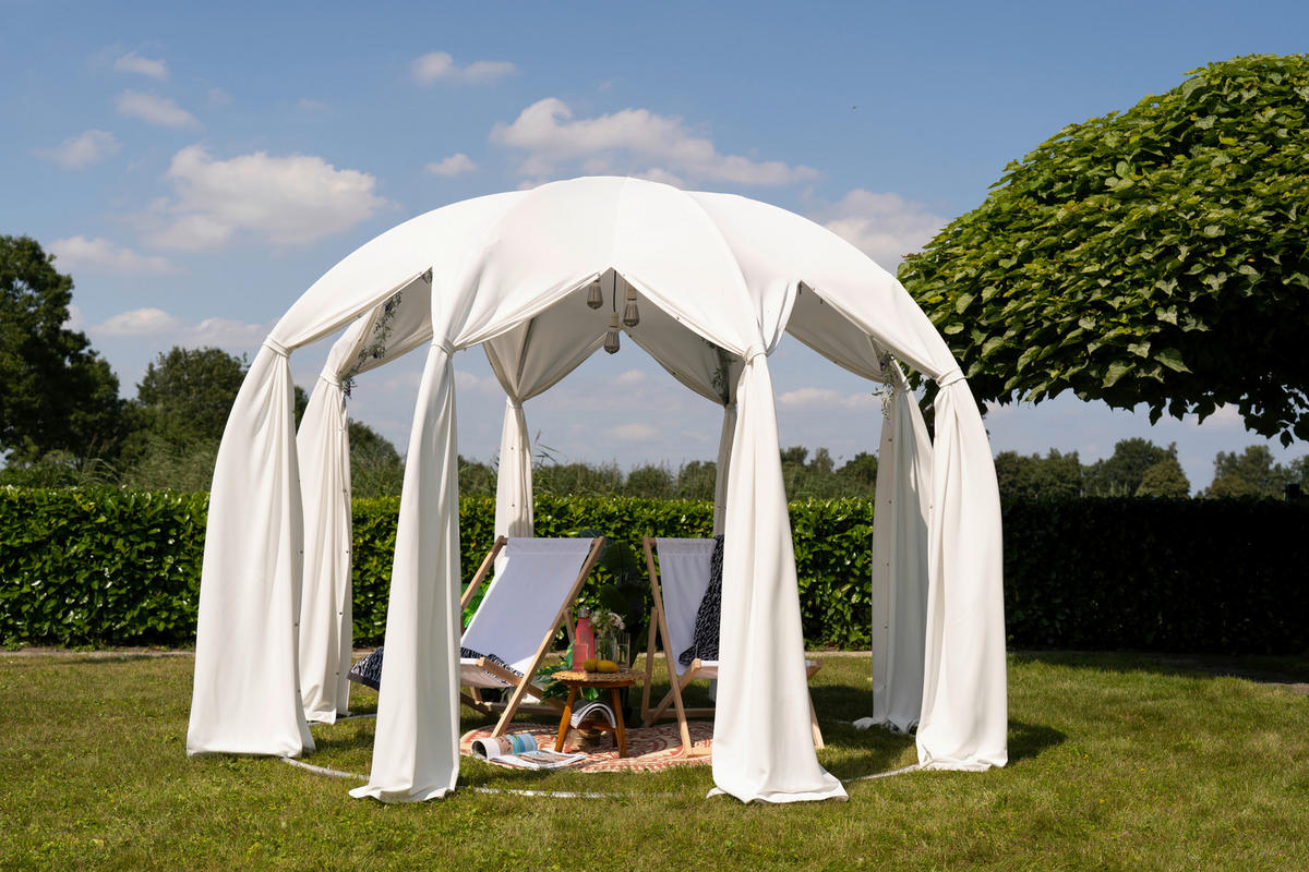 PAVILLON 372/250/372 cm Aluminium  - Silberfarben/Weiß, Basics, Textil/Metall (372/250/372cm)