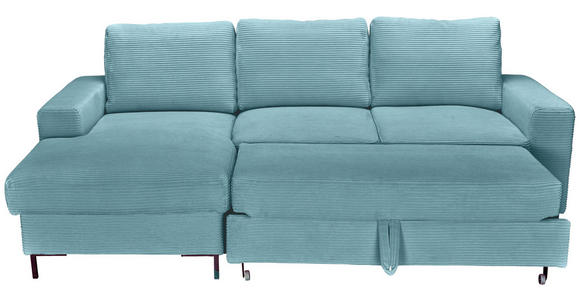 ECKSOFA Türkis Cord  - Türkis/Schwarz, KONVENTIONELL, Textil/Metall (150/240cm) - Carryhome