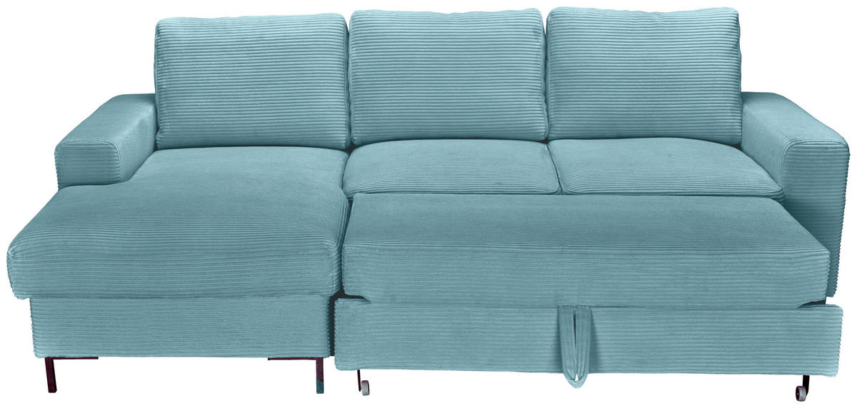 ECKSOFA Türkis Cord  - Türkis/Schwarz, KONVENTIONELL, Textil/Metall (150/240cm) - Carryhome