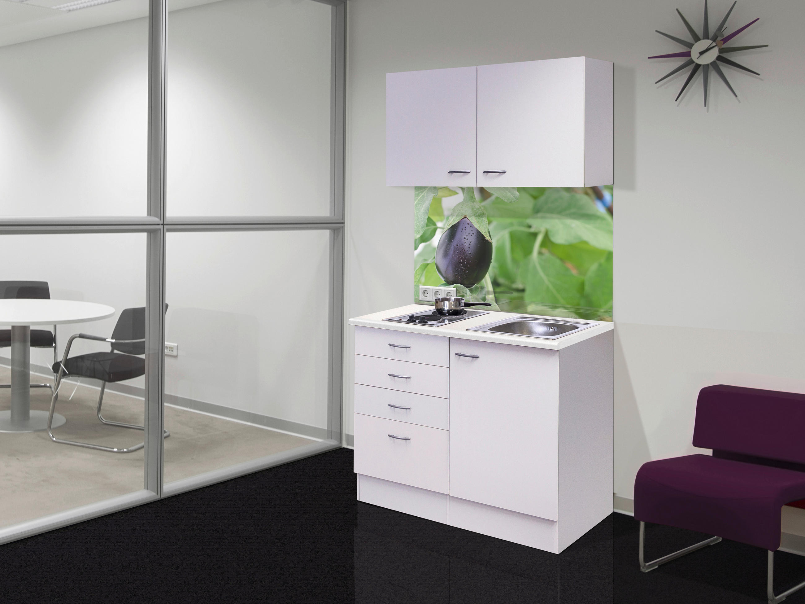 MINIKUCHYNĚ WITO 100 - bílá/světle šedá, Moderní, kompozitní dřevo/plast (100cm) - FlexWell