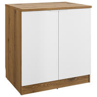 SPÜLENUNTERSCHRANK 80/86/60 cm  in Weiß, Eichefarben  - Eichefarben/Weiß, Basics, Holzwerkstoff/Metall (80/86/60cm) - MID.YOU