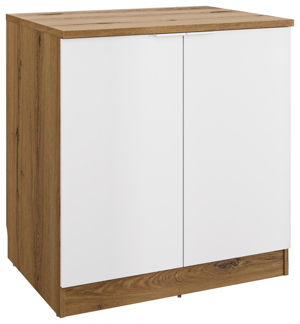 SPÜLENUNTERSCHRANK 80/86/60 cm  in Weiß, Eichefarben  - Eichefarben/Weiß, Basics, Holzwerkstoff/Metall (80/86/60cm) - MID.YOU