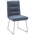 STUHL  in Echtleder pigmentiert Leder  - Edelstahlfarben/Blaugrau, Design, Leder/Metall (59/93/59cm) - Dieter Knoll
