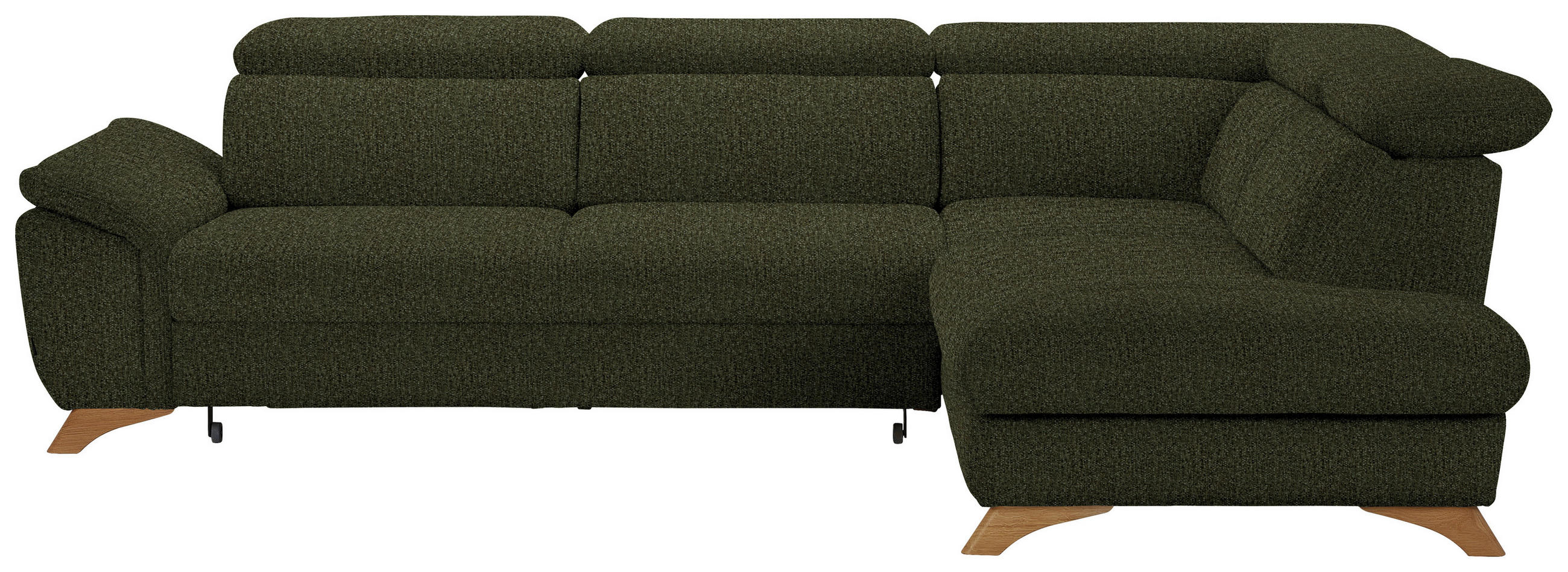 ECKSOFA in Chenille Olivgrün  - Eichefarben/Olivgrün, Modern, Holz/Textil (287/212cm) - Valnatura