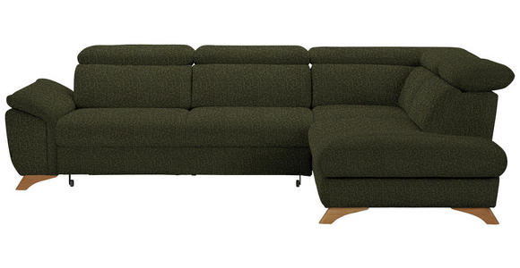 ECKSOFA in Chenille Olivgrün  - Eichefarben/Olivgrün, MODERN, Holz/Textil (287/212cm) - Valnatura