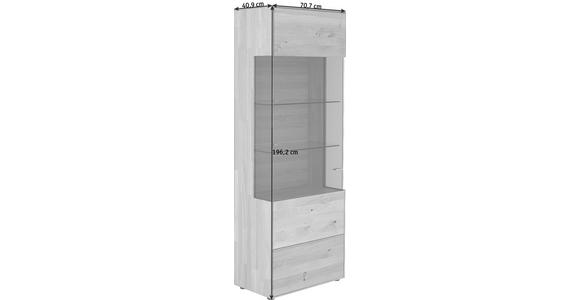 VITRINE in massiv Wildeiche Eichefarben - Edelstahlfarben/Eichefarben, Natur, Glas/Holz (70,7/196,2/40,9cm) - Valnatura