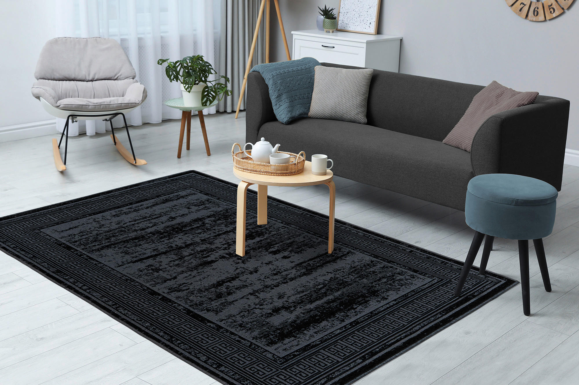 KOBEREC TKANÝ NA PLOCHO, 120/170 cm, černá - černá, Konvenční, textil (120/170cm)