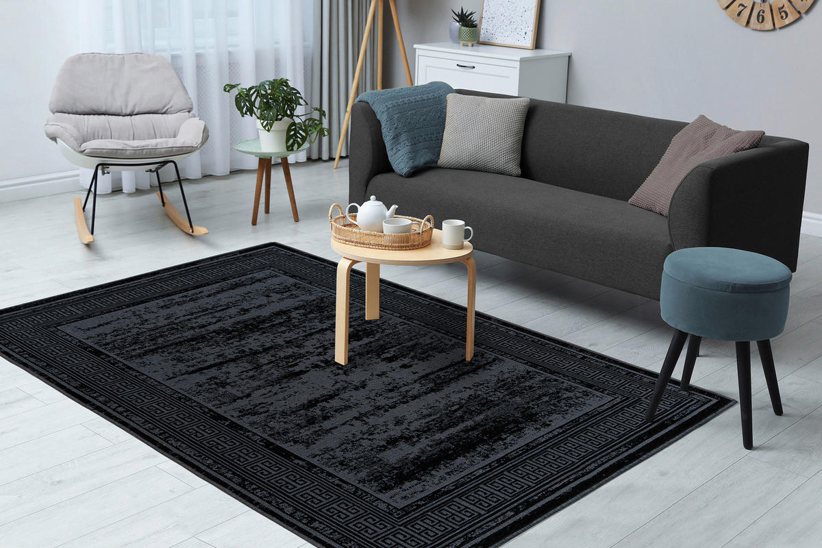 KOBEREC TKANÝ NA PLOCHO, 120/170 cm, černá - černá, Konvenční, textil (120/170cm)