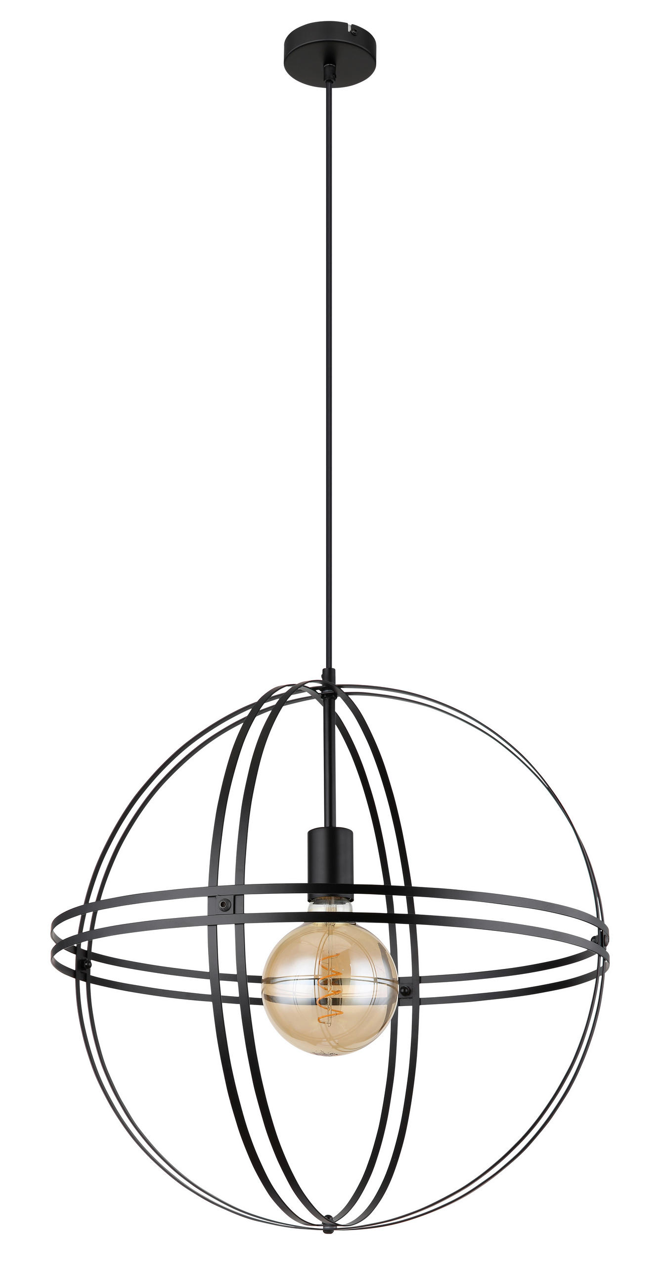 HÄNGELEUCHTE 50/120 cm   - Schwarz, Design, Metall (50/120cm) - Globo