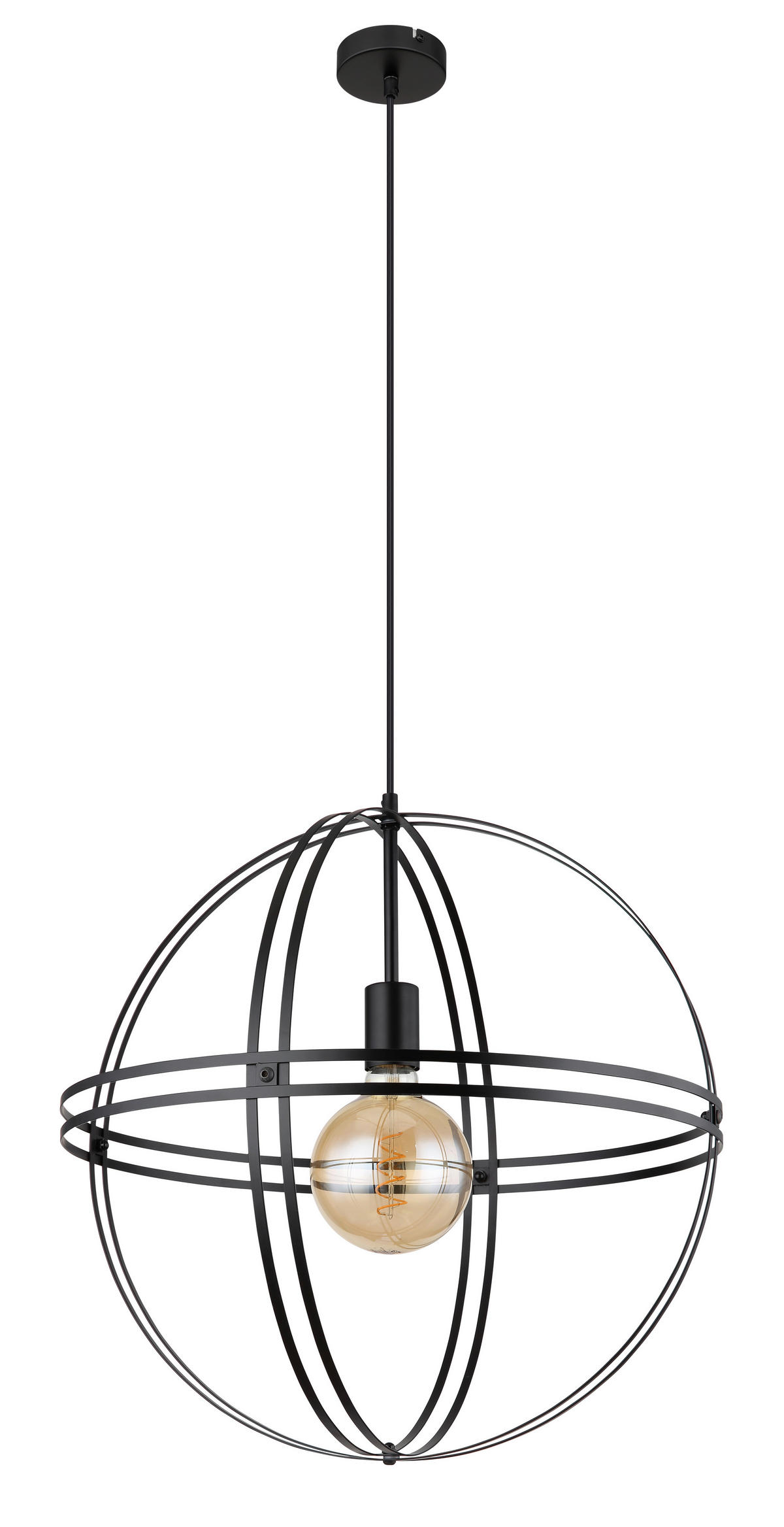 HÄNGELEUCHTE 50/120 cm    - Schwarz, Design, Metall (50/120cm) - Globo