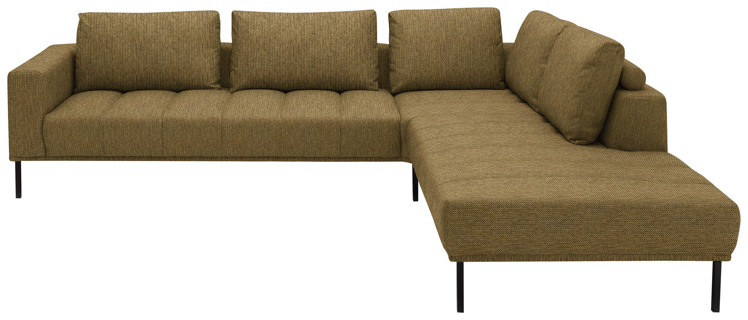 ECKSOFA  in Flachgewebe Messingfarben  308/270 cm  - Messingfarben/Schwarz, Design, Textil/Metall (308/270cm) - Pure Home Lifestyle