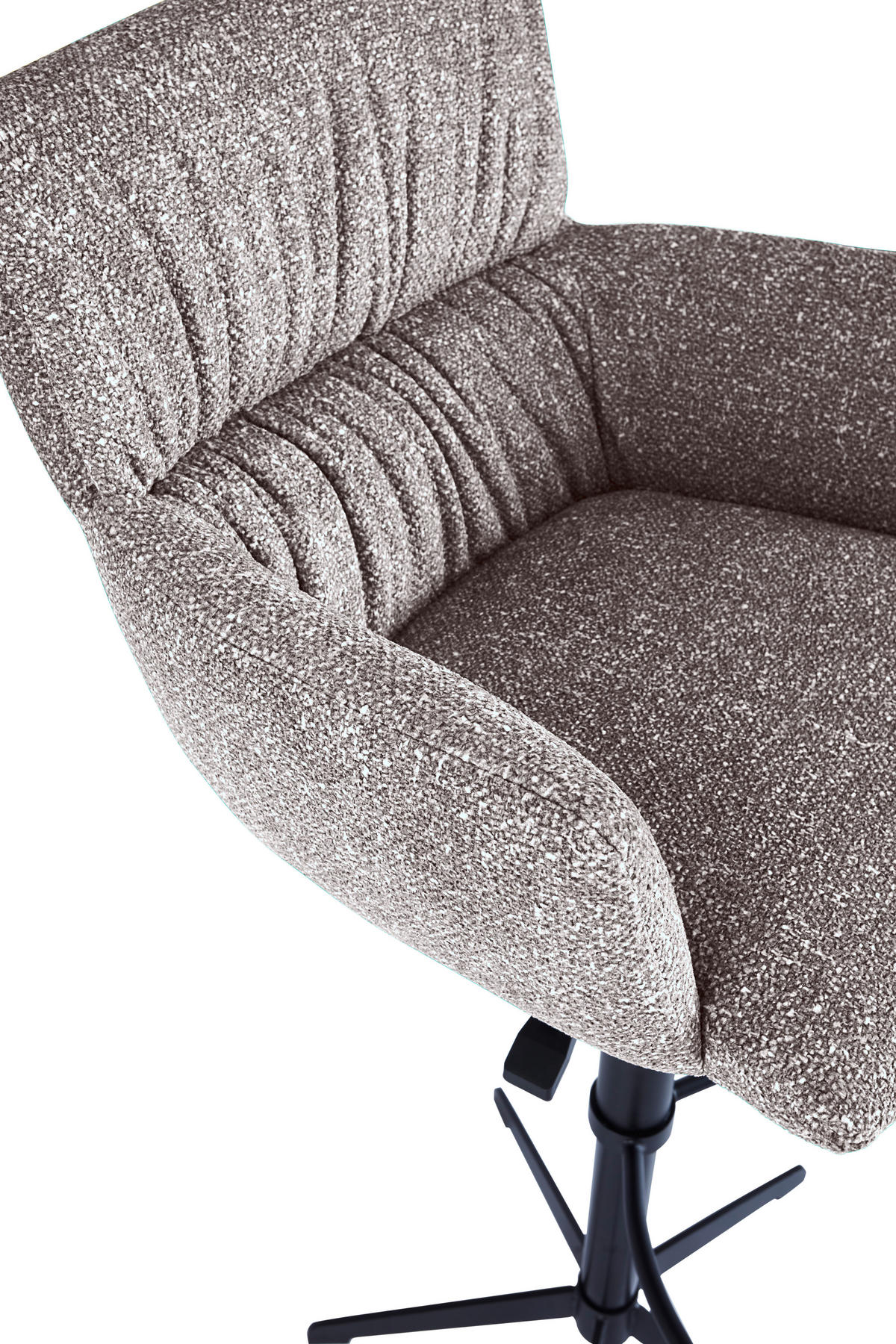 BARHOCKER Leinenoptik Cappuccino Eisen Sitzfläche 360° drehbar, automatische Rückholfunktion  - Schwarz/Cappuccino, Design, Textil/Metall (58/88-112/58cm) - Dieter Knoll