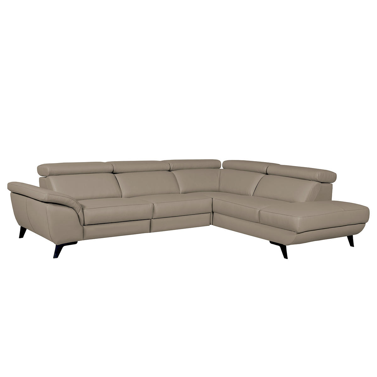 ECKSOFA DALLAS in Echtleder Taupe  228/283 cm  - Taupe/Schwarz, Design, Leder/Metall (228/283cm) - Livetastic