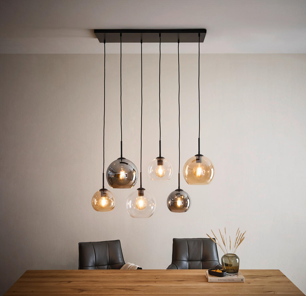 HÄNGELEUCHTE Amelie 97,5/42,5/150 cm   - Klar/Bernsteinfarben, Basics, Glas/Metall (97,5/42,5/150cm) - Novel