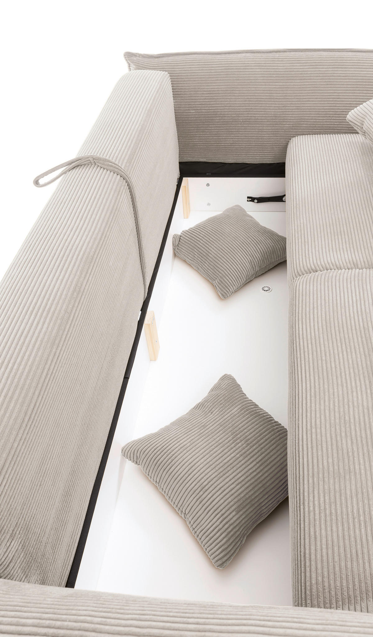 BIGSOFA in Cord Beige  - Chromfarben/Beige, Modern, Kunststoff/Textil (242/71/90/131cm) - Livetastic