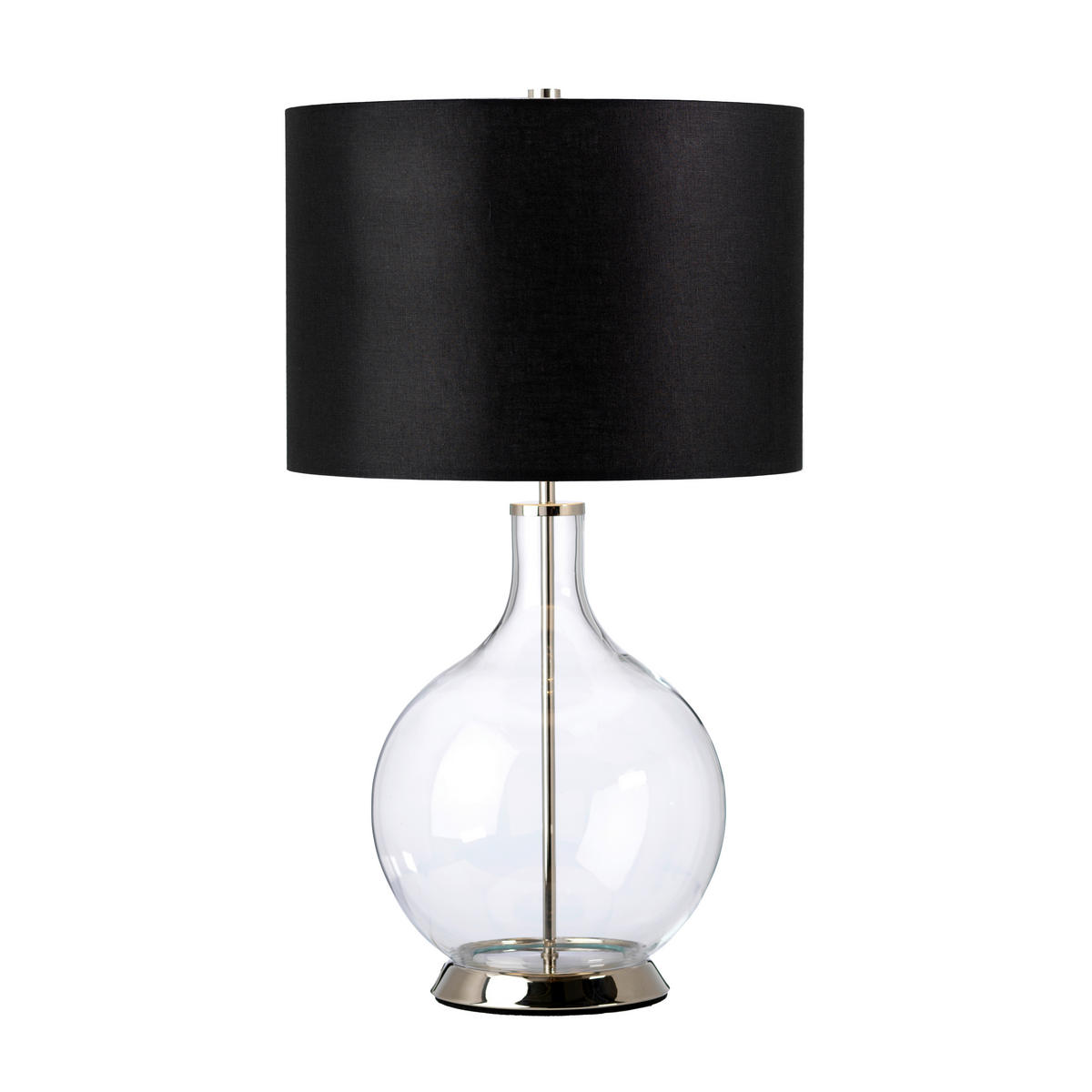TISCHLEUCHTE - Schwarz/Nickelfarben, Konventionell, Glas/Textil (36/67cm) - Elstead Lighting