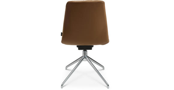 STUHL in Aluminium Echtleder pigmentiert Metall, Leder - Cognac/Alufarben, Design, Leder/Metall (46/81,5-84,5/55cm) - Johann Jakob