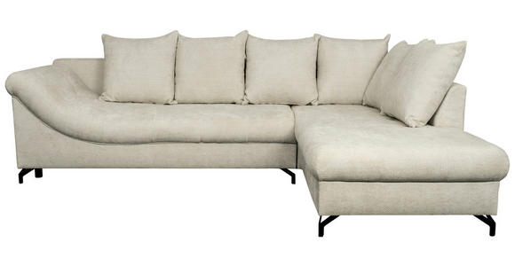 ECKSOFA Hellgrau Struktur  - Hellgrau/Schwarz, KONVENTIONELL, Textil/Metall (274/194cm) - Carryhome