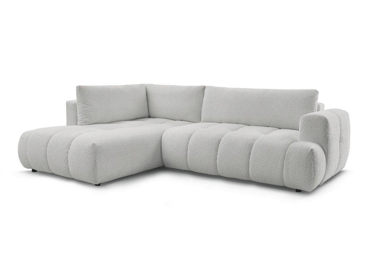 ECKSCHLAFSOFA FUJI Bouclé Hellgrau  inkl.  - Hellgrau/Schwarz, MODERN, Kunststoff/Textil (204/282cm)