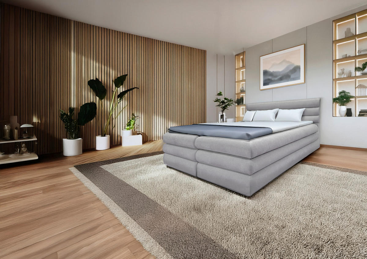 BOXBETT 180/200 cm  in Grau  - Grau, MODERN, Textil (180/200cm) - Livetastic