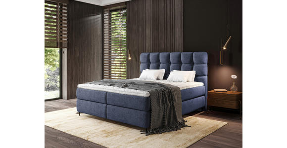 BOXSPRINGBETT 180/200 cm  in Dunkelblau  - Schwarz/Dunkelblau, Trend, Textil/Metall (180/200cm) - Esposa