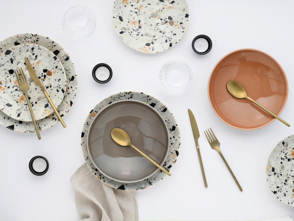SERVIS Terrazzo Mix 12 delar  - grå/multicolor, Basics, keramik - Creatable