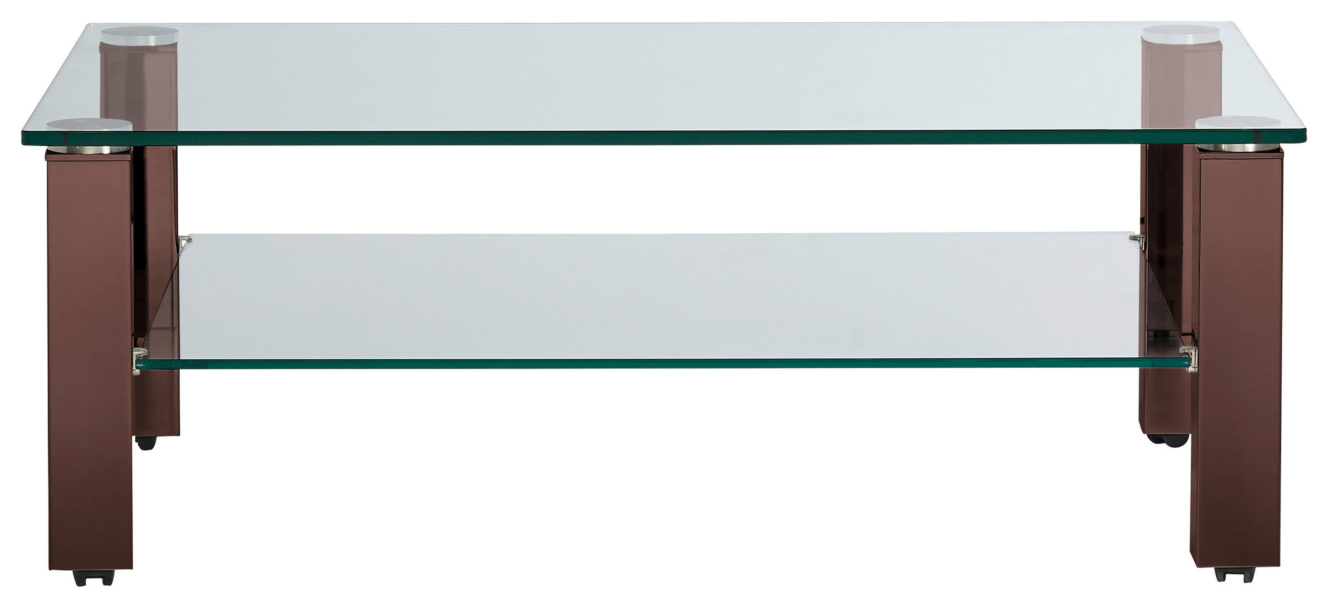 COUCHTISCH in Metall, Glas 110/70/42,5 cm  - Braun, Design, Glas/Kunststoff (110/70/42,5cm)