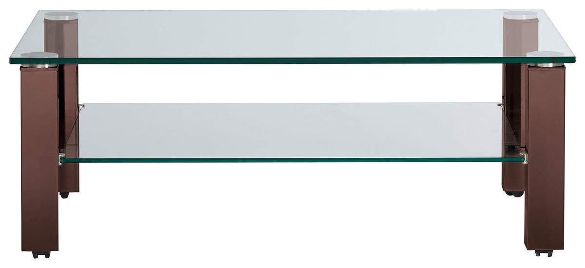 COUCHTISCH in Metall, Glas 110/70/42,5 cm  - Braun, Design, Glas/Kunststoff (110/70/42,5cm)