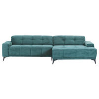 ECKSOFA in Cord Petrol  - Petrol/Schwarz, Konventionell, Textil/Metall (295/165cm) - Carryhome