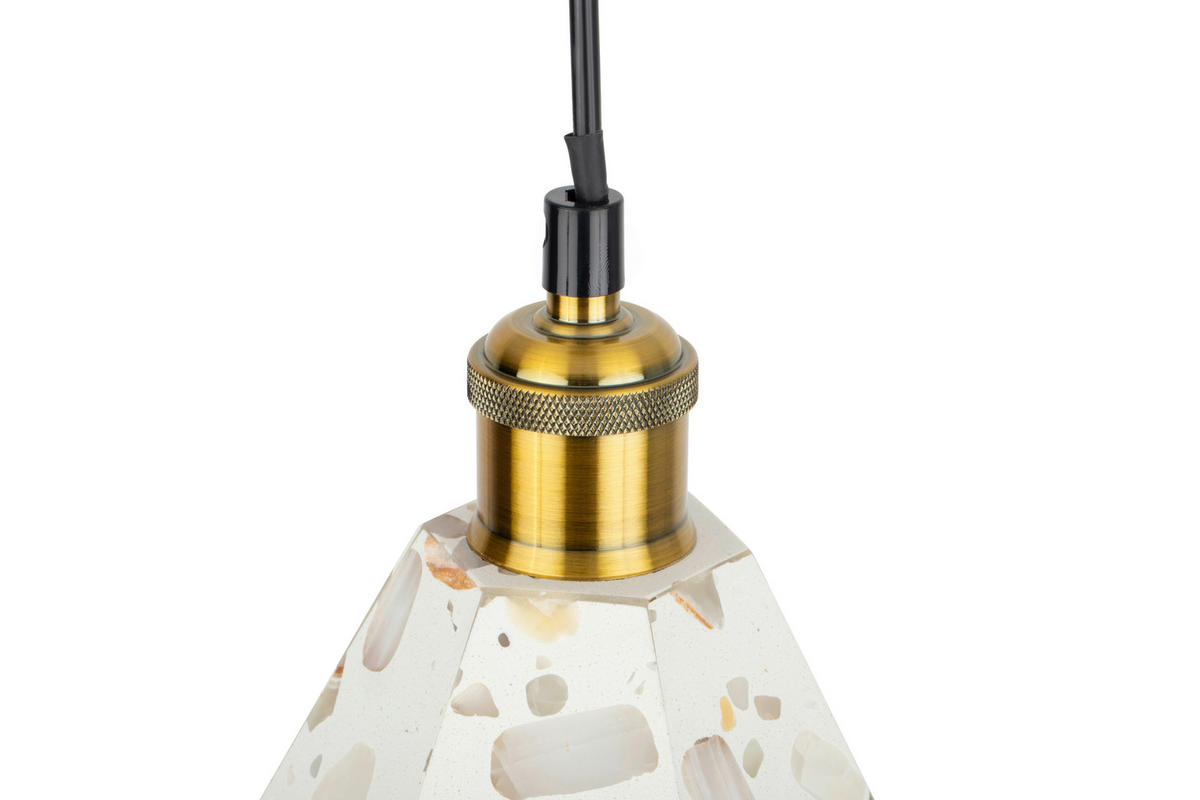 HÄNGELEUCHTE 17/120 cm  - Beige, Design, Stein/Metall (17/120cm) - Collet's Monde