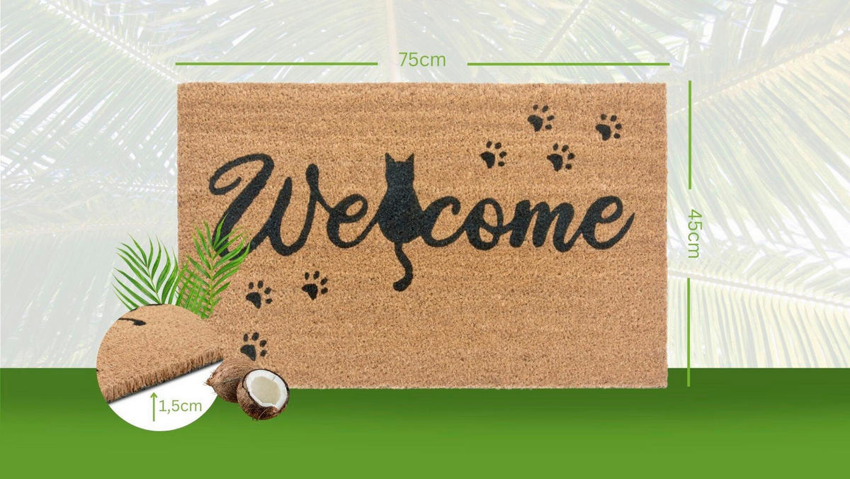 KOKOSMATTE  45/75 cm  Schwarz, Hellbraun  - Hellbraun/Schwarz, Basics, Naturmaterialien/Kunststoff (45/75cm) - Hanse Home