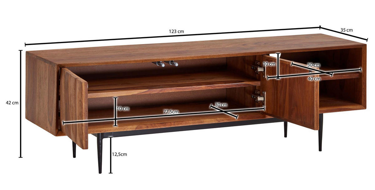 LOWBOARD  in 123/42/35 cm  - Sheeshamfarben, MODERN, Holz (123/42/35cm) - MID.YOU