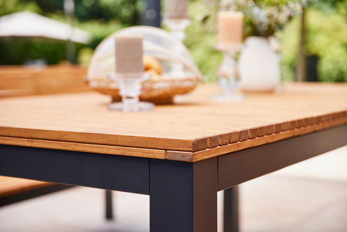 GARTENTISCH 220/100/76 cm Holz, Metall rechteckig  - Anthrazit/Robinienfarben, KONVENTIONELL, Holz/Metall (220/100/76cm) - Siena Garden