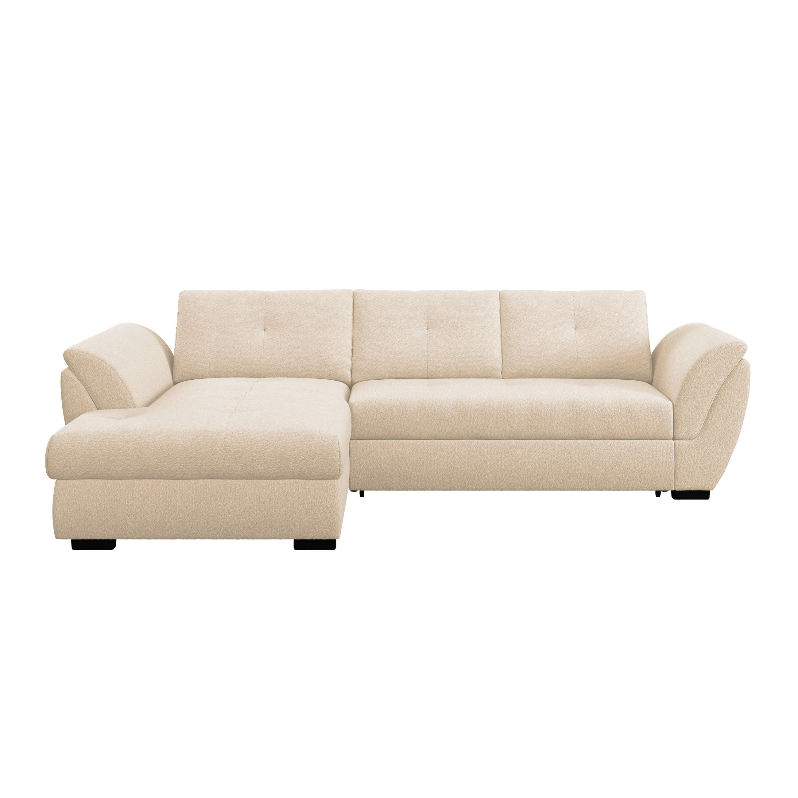 ECKSOFA Beige Zierkissen, Bettkasten, Schlaffunktion, Rücken echt  - Beige/Schwarz, KONVENTIONELL, Kunststoff/Textil (187/278cm) - MID.YOU