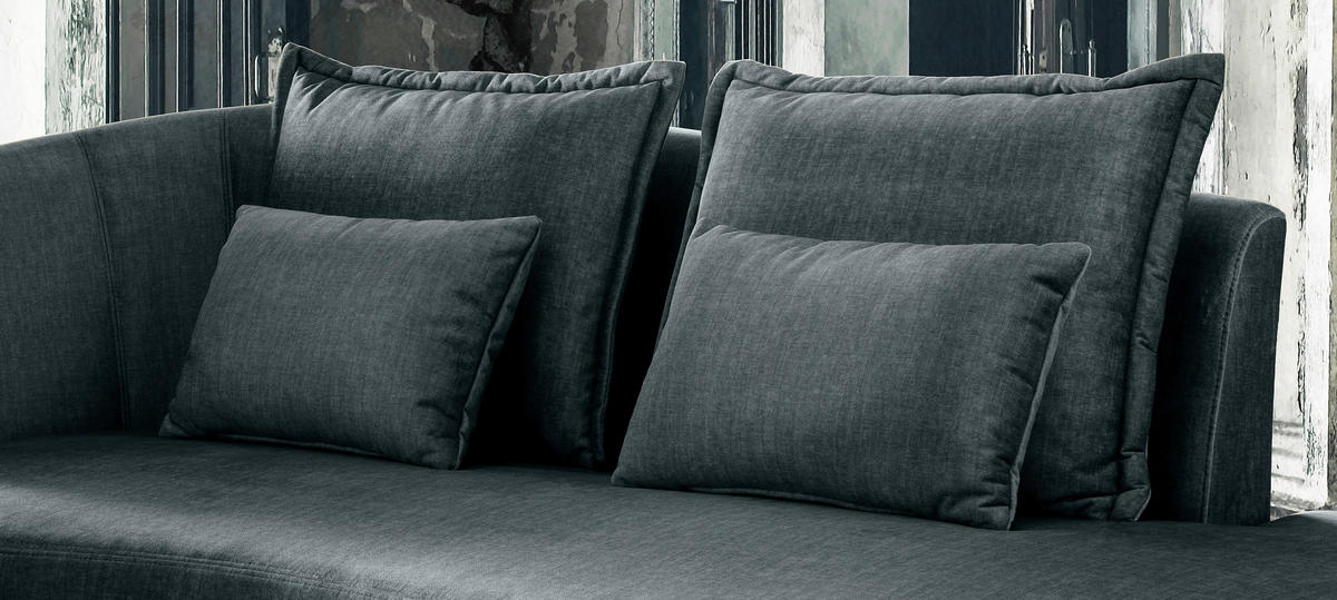 OTTOMANE in Velours Blau  - Blau/Schwarz, Modern, Textil/Metall (211/85/101cm) - Livetastic