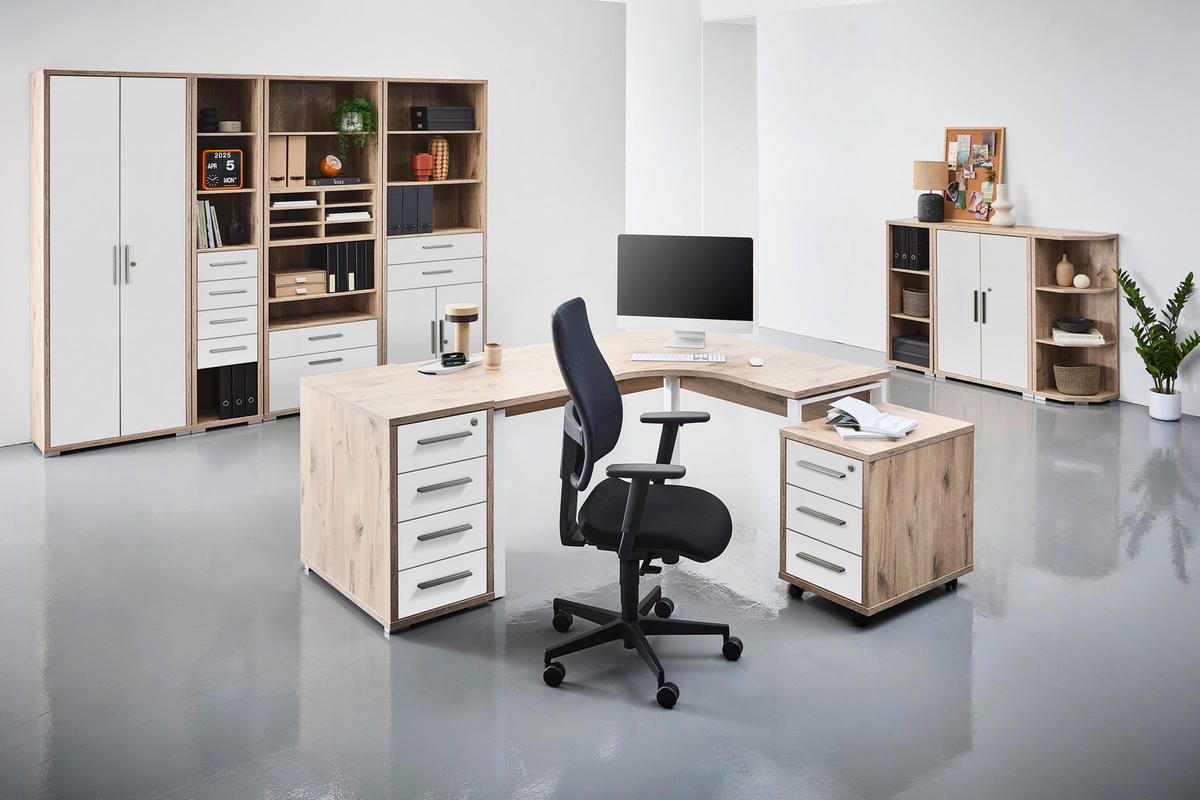 AKTENREGAL 79,7/210,4/39,5 cm  - Weiss/Silberfarben, Konventionell, Holzwerkstoff/Kunststoff (79,7/210,4/39,5cm) - Voleo