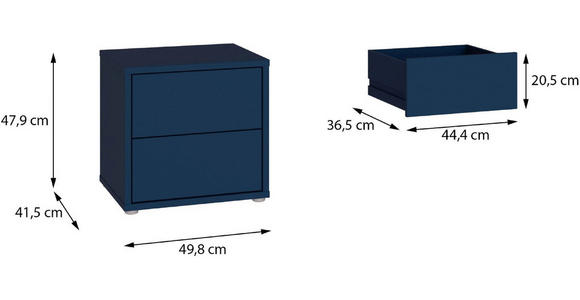 NACHTSCHRANK 50/48/42 cm  - Silberfarben/Dunkelblau, Trend, Holzwerkstoff/Kunststoff (50/48/42cm) - Carryhome