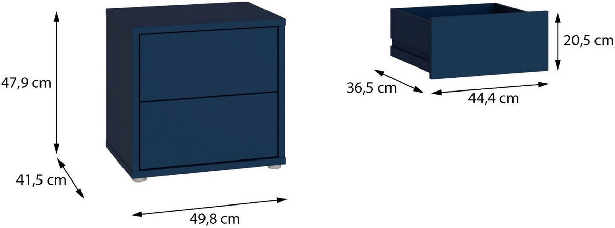 NACHTSCHRANK 50/48/42 cm  - Silberfarben/Dunkelblau, Trend, Holzwerkstoff/Kunststoff (50/48/42cm) - Carryhome